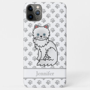White Persian Cute Cartoon Cat & Name Case-Mate iPhone Case