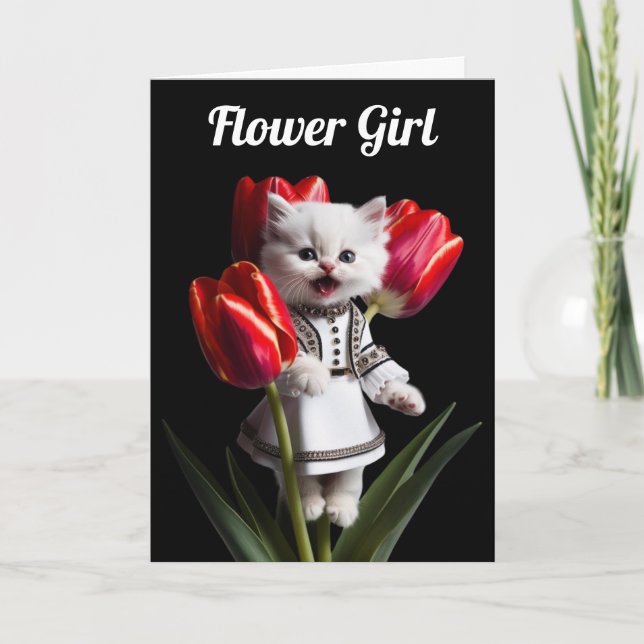 White Persian Flower Girl Card (Front)