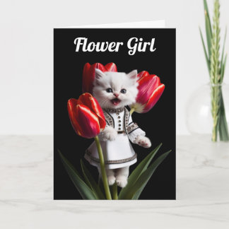 White Persian Flower Girl Card