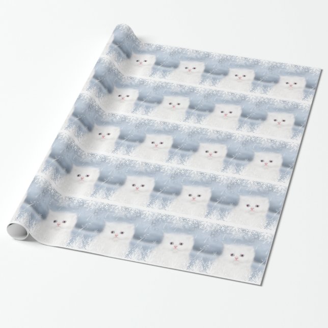 White persian kitten Christmas Wrapping Paper (Unrolled)