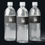 White Personalised 50th Any Birthday Party  Water Bottle Label<br><div class="desc">White Black Personalised 50th Any Birthday Party Mini Liquor Favour Water  Bottle Labels</div>