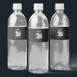 White Personalised 50th Any Birthday Party  Water Bottle Label<br><div class="desc">White Black Personalised 50th Any Birthday Party Mini Liquor Favour Water  Bottle Labels</div>