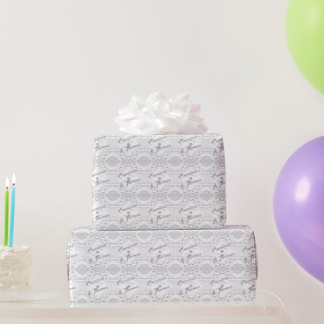White Personalised Faux-Lace  Wrapping Paper (Party Gifts)