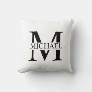 White Personalised Monogram and Name Cushion