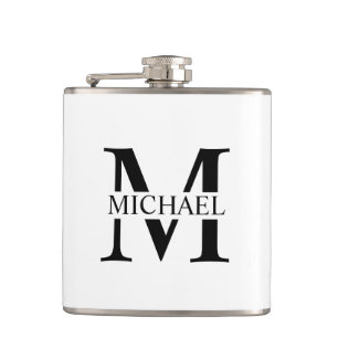 White Personalised Monogram and Name Flask