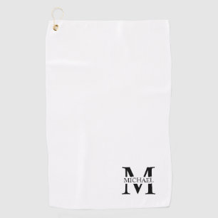 White Personalised Monogram and Name Golf Towel