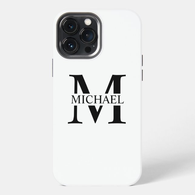 White Personalised Monogram and Name iPhone Case (Back)
