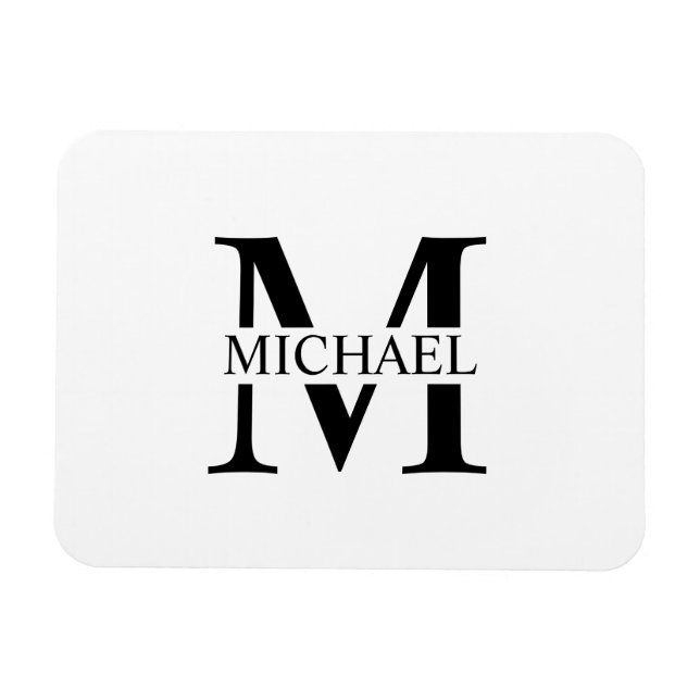 White Personalised Monogram and Name Magnet (Horizontal)