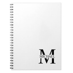 White Personalised Monogram and Name Notebook