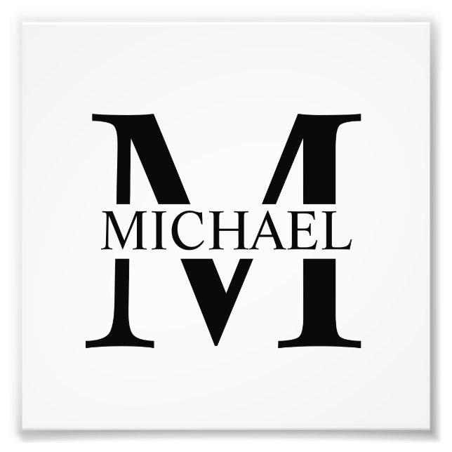 White Personalised Monogram and Name Photo Print (Front)