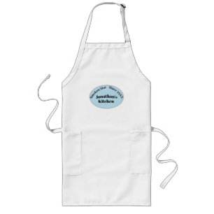White Personalised Name Fun Tag Line Male Chef Long Apron
