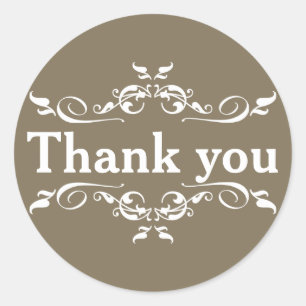 White Personalised Thank You Classic Round Sticker