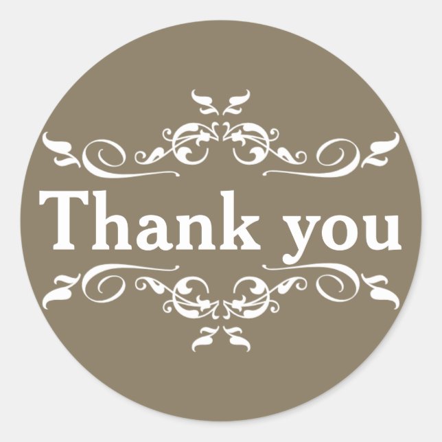 White Personalised Thank You Classic Round Sticker (Front)