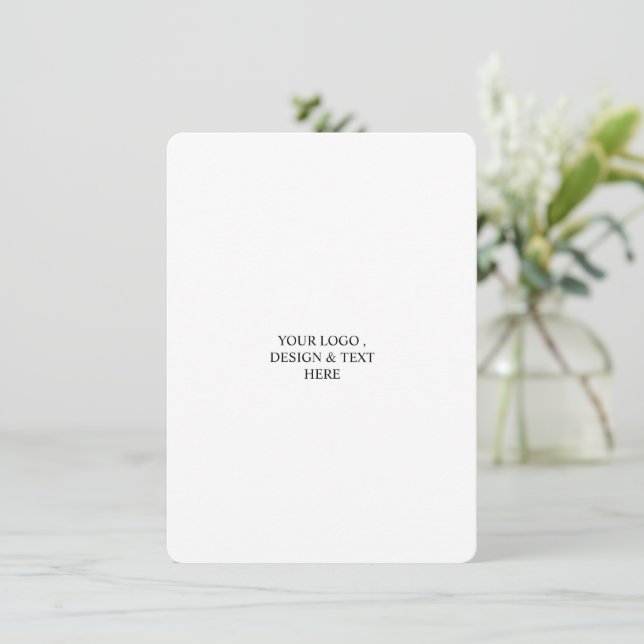 White Personalised – Your Logo & Text Here  Enclosure Card (Standing Front)