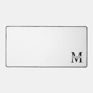 White Personalized Monogram and Name Desk Mat