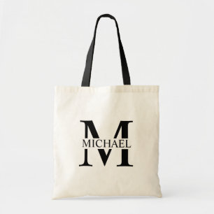 White Personalized Monogram and Name Tote Bag