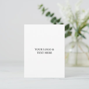White Personalized – Your Logo & Text Here Announcement Postcard