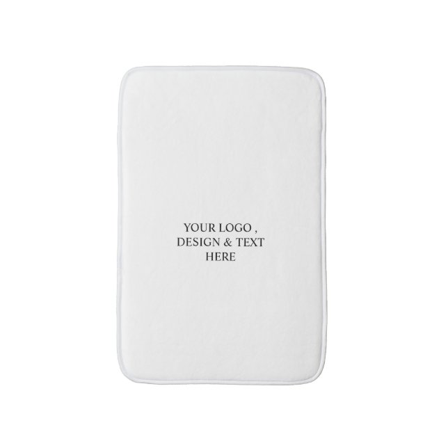 White Personalized – Your Logo & Text Here Bath Mat (Front Vertical)
