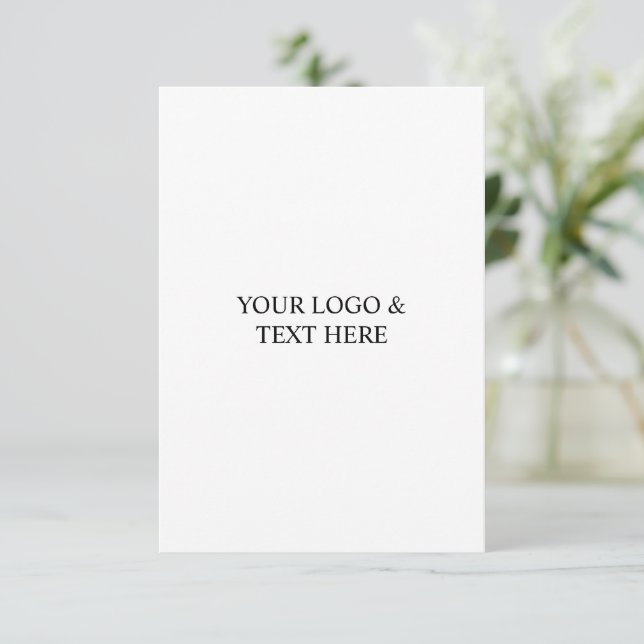 White Personalized – Your Logo & Text Here Enclosure Card (Standing Front)