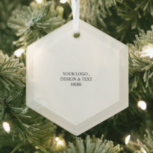 White Personalized – Your Logo & Text Here Glass Tree Decoration
