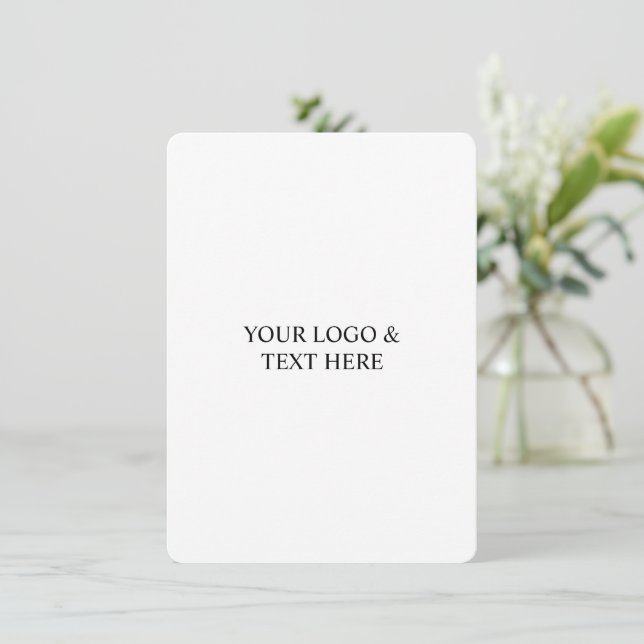 White Personalized – Your Logo & Text Here Invitation (Standing Front)