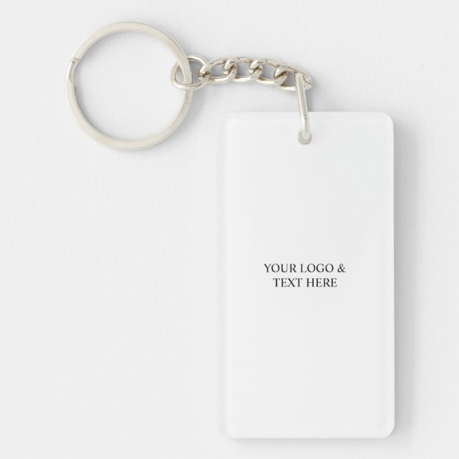 White Personalized – Your Logo & Text Here Key Ring (Front)