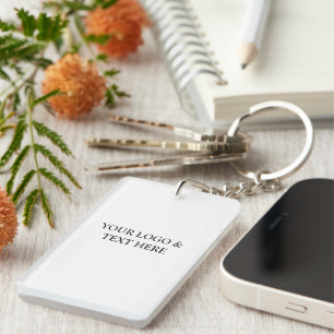 White Personalized – Your Logo & Text Here Key Ring