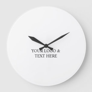 White Personalized – Your Logo & Text Here Large Clock