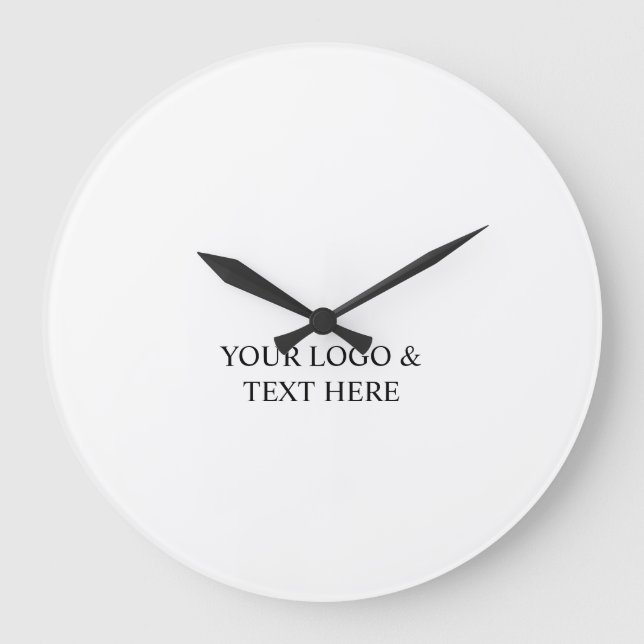 White Personalized – Your Logo & Text Here Large Clock (Front)