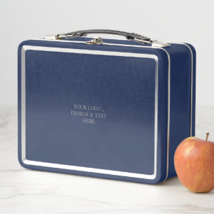 White Personalized – Your Logo & Text Here Metal Lunch Box