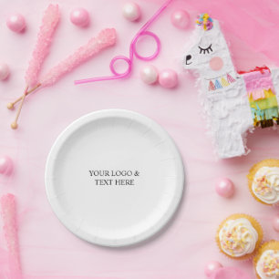 White Personalized – Your Logo & Text Here Paper Plate