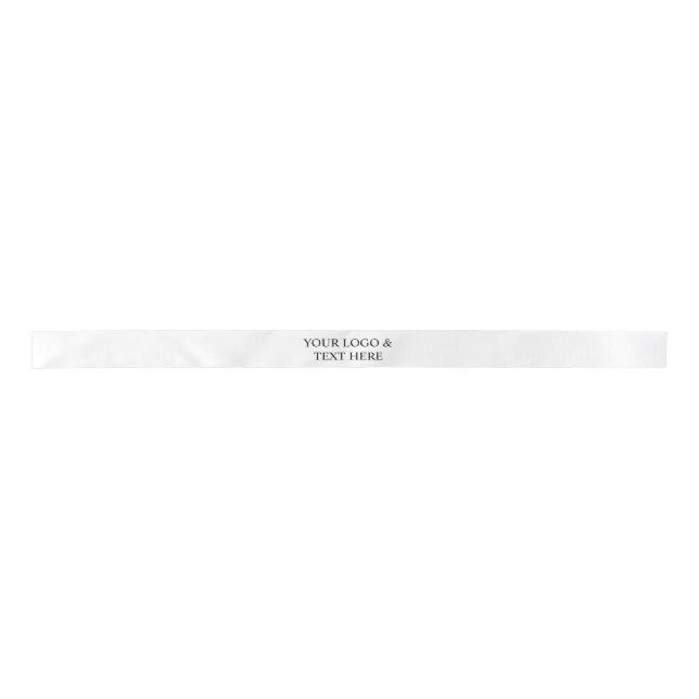 White Personalized – Your Logo & Text Here Satin Ribbon (Front)