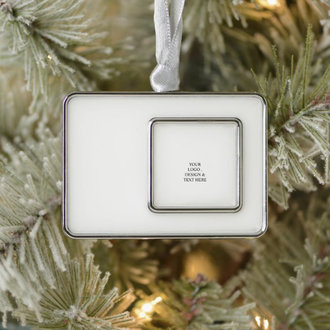 White Personalized – Your Logo & Text Here Silver Plated Framed Ornament (Tree)