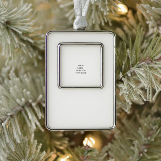 White Personalized – Your Logo & Text Here Silver Plated Framed Ornament (Tree)