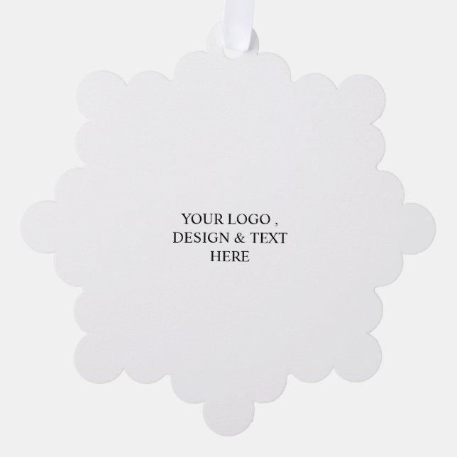 White Personalized – Your Logo & Text Here Tree Decoration Card (Front)