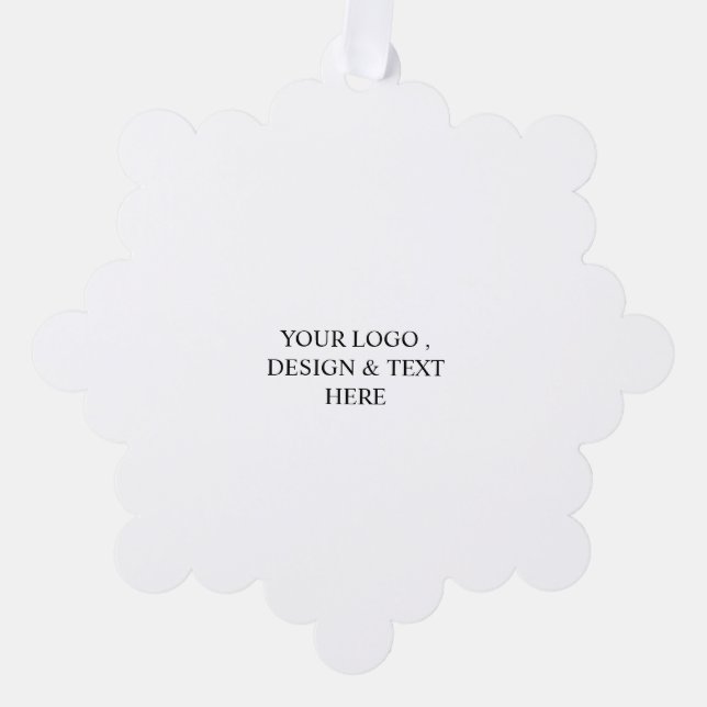 White Personalized – Your Logo & Text Here Tree Decoration Card (Front)