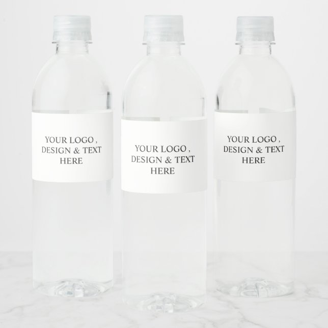 White Personalized – Your Logo & Text Here Water Bottle Label (Bottles)