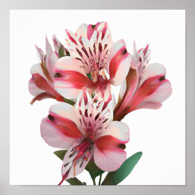 White Peruvian Lilies Flower Art Print Poster (Front)