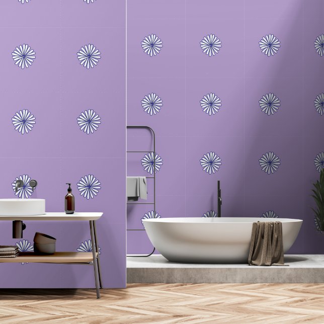 White Petals Lavender  Wallpaper (Bathroom)