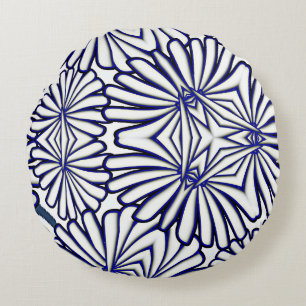 White Petals Repeat Home Decor Round Cushion