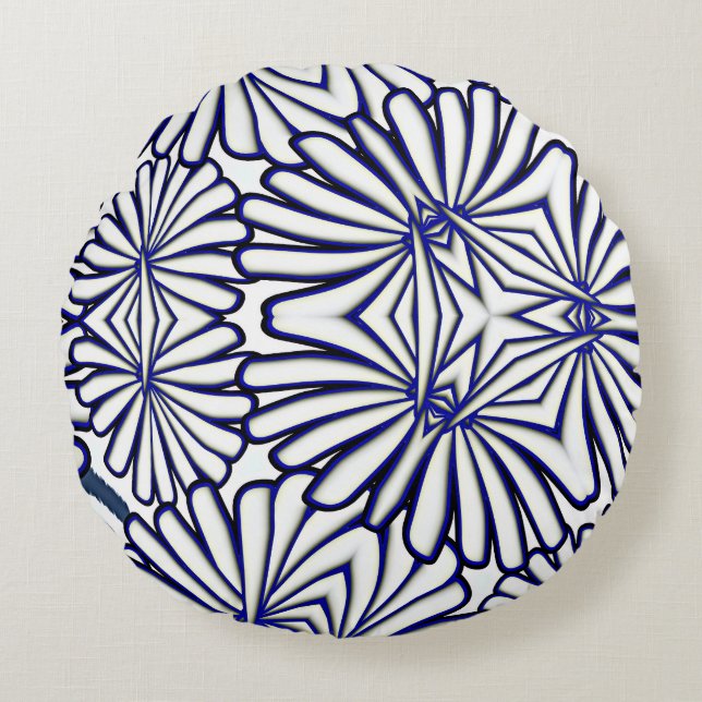 White Petals Repeat Home Decor  Round Cushion (Front)