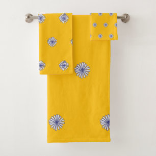 White Petals Yellow Gift Home Decor  Bath Towel Set