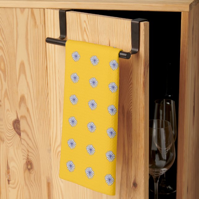 White Petals Yellow Gift Home Decor  Tea Towel (Thirds Fold)
