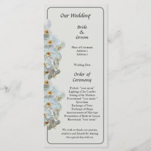 White Phalaenopsis Orchids Wedding Program Programme