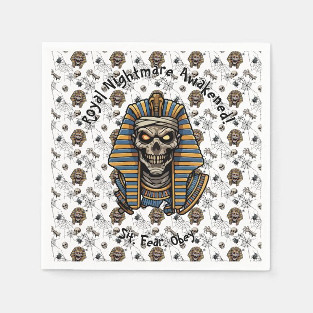 🤍 White Pharaoh Mummy Napkins 🎃👑 (Front)