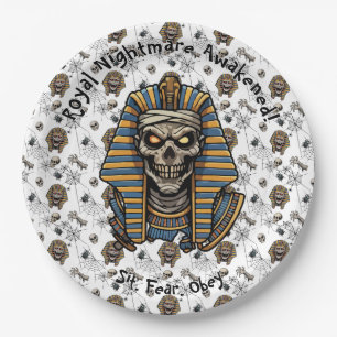🤍 White Pharaoh Mummy Paper Plate 🎃🍽️
