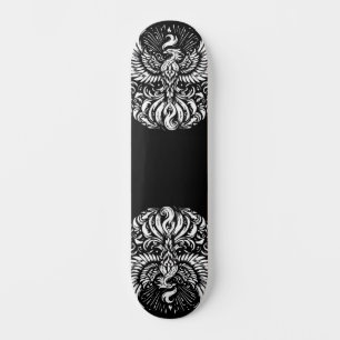 White Phoenix on Black Skate Deck