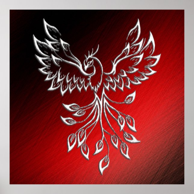 White Phoenix Rises Red n Black Ashes Poster (Front)