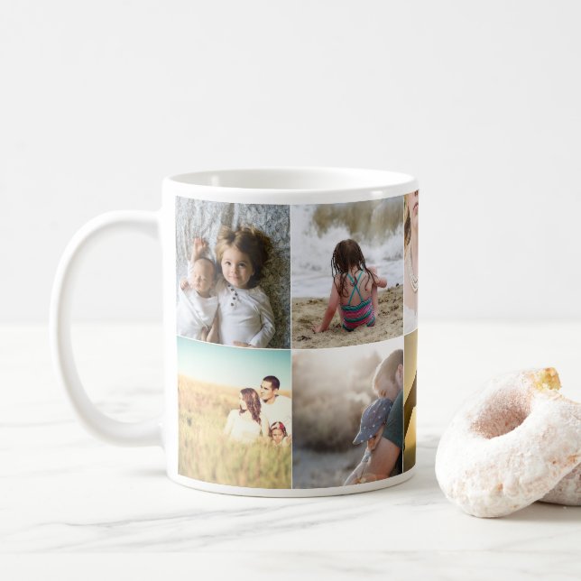 White photo colage coffee mug (With Donut)
