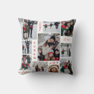 White Photo Collage Christmas Cushion